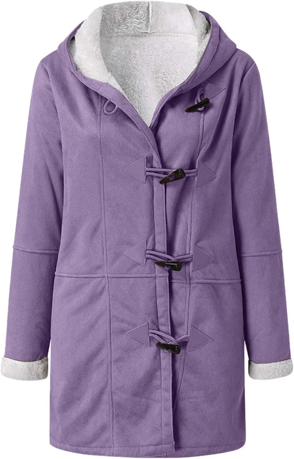 Women's Winter Down Jacket Warm Plush Hoodies Horn Button Coat Plus Size Wool Jacket Velvet Outerwear