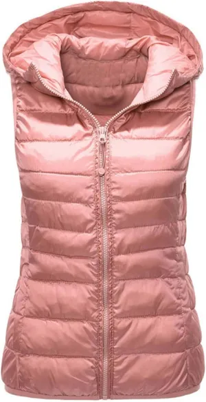Women's Winter Down Vest Lightweight Packable Puffer Vest Warm Down Jackets Plus Size Fashion Waistcoat with Hood