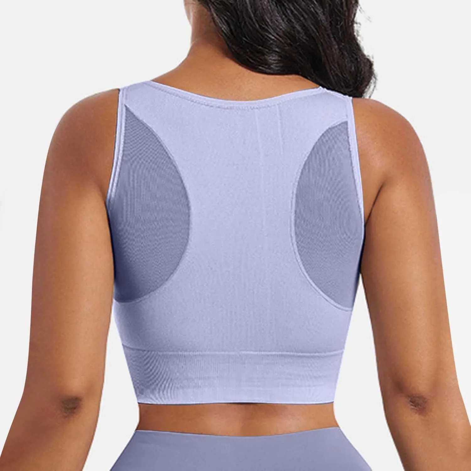 Women's Yoga Tank Top Mesh Splicing Breathable Workout Crop Top Gym Sports Vest Quick Dry Moisture Wicking Yoga Bras