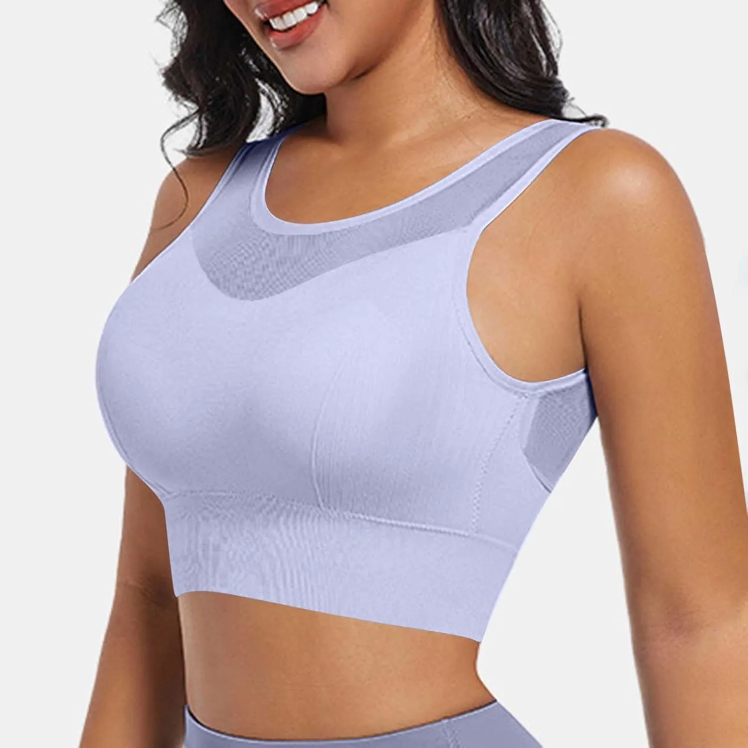 Women's Yoga Tank Top Mesh Splicing Breathable Workout Crop Top Gym Sports Vest Quick Dry Moisture Wicking Yoga Bras