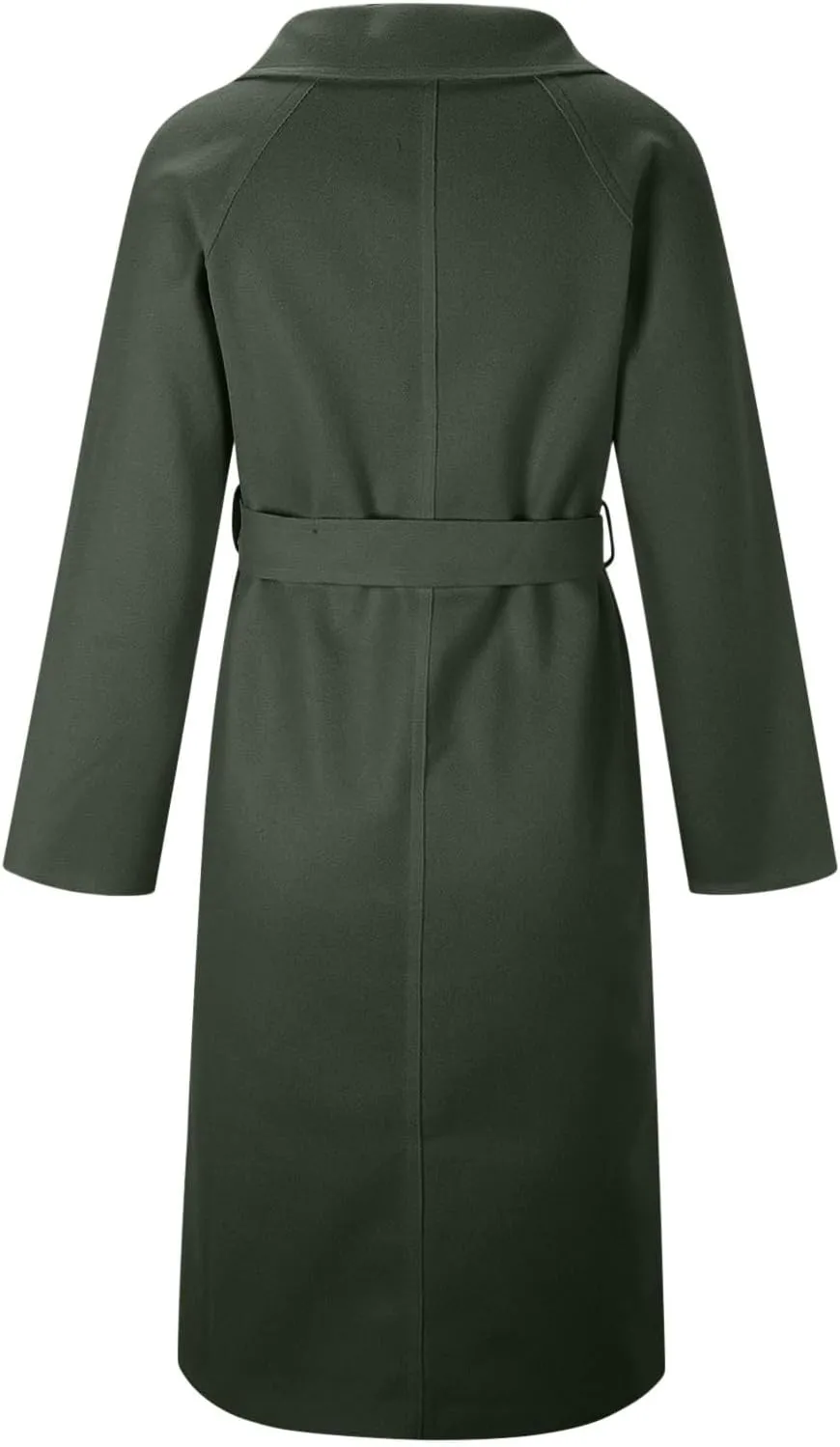 Wool Trench Coat for Women Double-Breasted Casual Work Office Jackets Winter Warm Mid-Long Overcoat With Belt