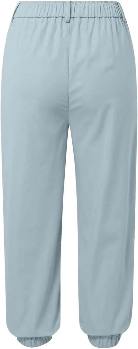 Work Capri Pant for Women Summer Business Casual High-Waist Crop Pant Fashion Dressy Trousers with Pockets S-3XL