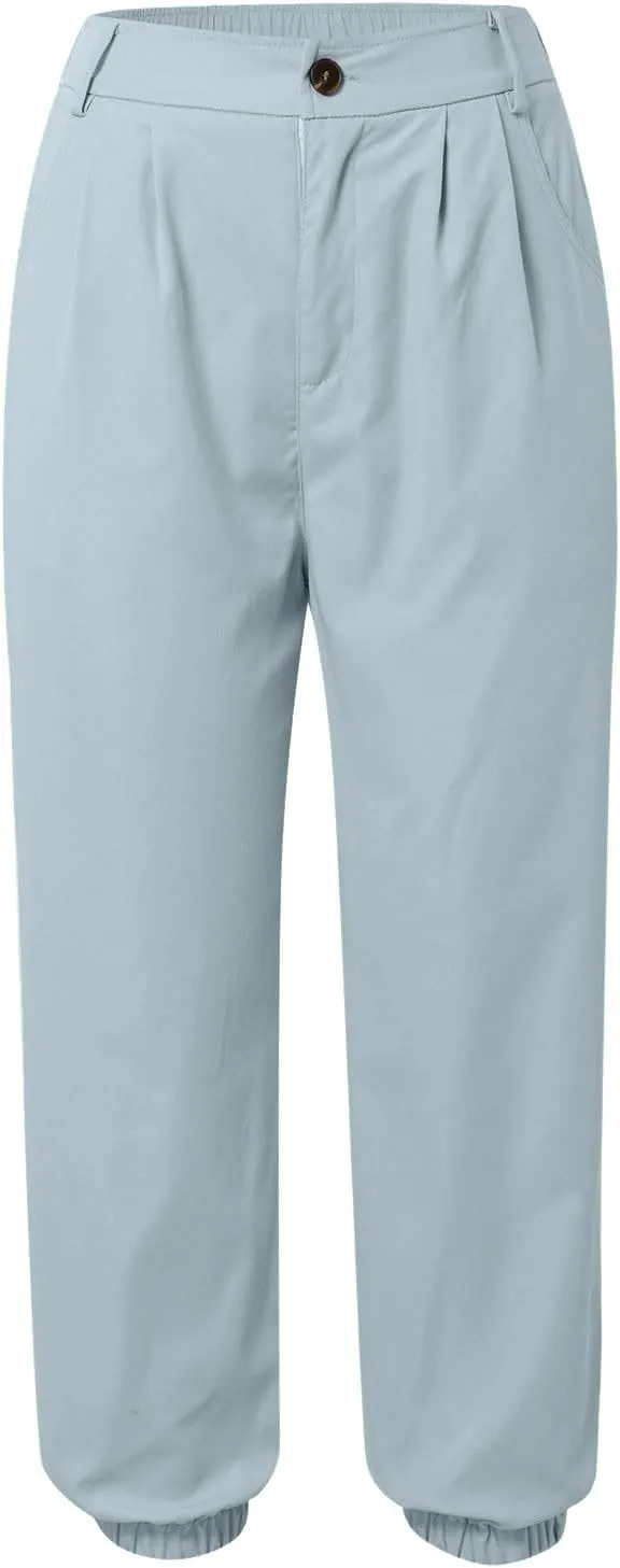 Work Capri Pant for Women Summer Business Casual High-Waist Crop Pant Fashion Dressy Trousers with Pockets S-3XL