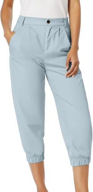 Work Capri Pant for Women Summer Business Casual High-Waist Crop Pant Fashion Dressy Trousers with Pockets S-3XL