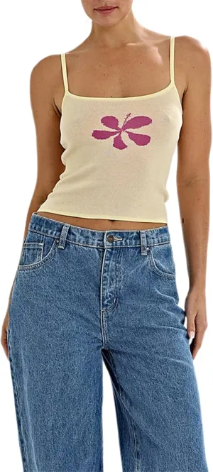 Y2k Floral Tank Top for Women Sleeveless Spaghetti Strap Slim Fit Camisole Cami Aesthetic Going Out Crop Top