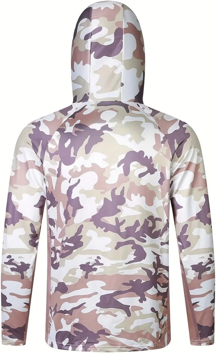 YIBIMOTTO Men's Long Sleeve Hoodie Shirt Sun Protection Quick Dry Outdoor Shirt for Fishing Running Workout Hiking