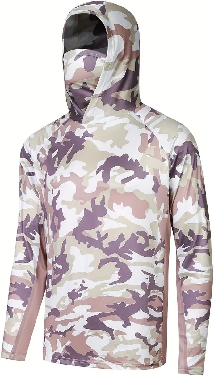 YIBIMOTTO Men's Long Sleeve Hoodie Shirt Sun Protection Quick Dry Outdoor Shirt for Fishing Running Workout Hiking