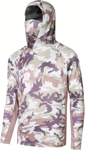 YIBIMOTTO Men's Long Sleeve Hoodie Shirt Sun Protection Quick Dry Outdoor Shirt for Fishing Running Workout Hiking