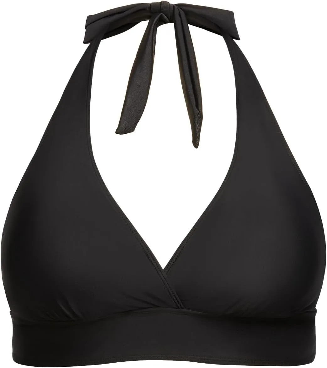 Yonique Women's Plus Size Bikini Tops Only Halter Swimsuit Top Large Bust Swim Top V Neck Bathing Suit Tops