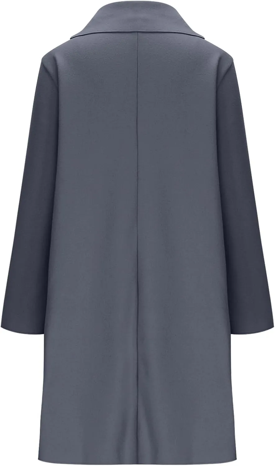 YRAETENM Trench Coat Women Single Breasted Notch Lapel Wool Coats Casual Mid Long Solid Color Jackets Fall Winter Outwear