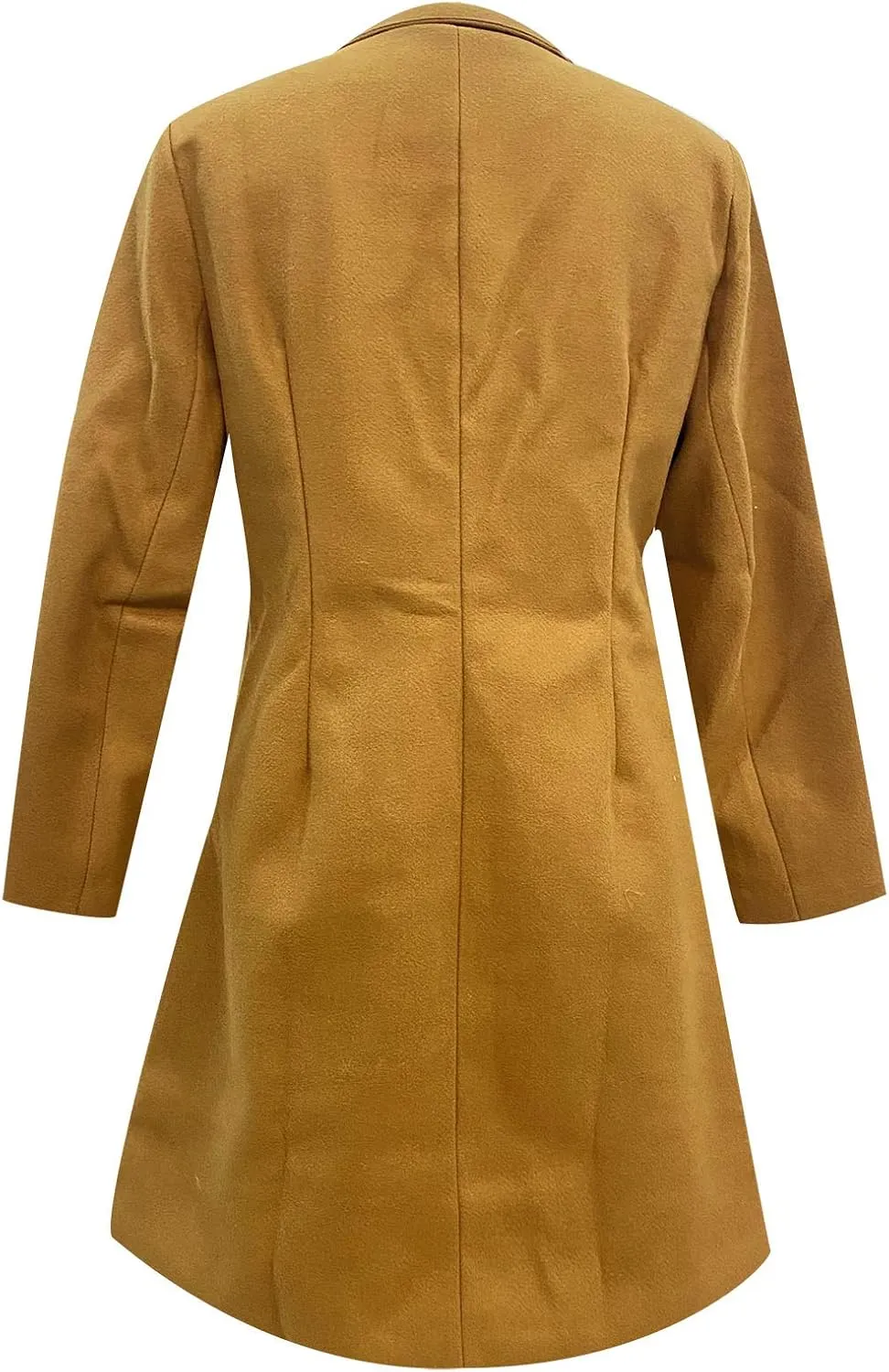YRAETENM Wool Coats for Women Elegant Single Breasted Work Office Pea Coat Notch Lapel Long Trench Coat Fall Winter Outwear