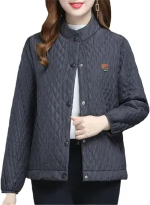 Zadaos Women Relaxed Light Thin Cotton-Padded Clothes Coat Stand Collar Jacket Keep Warm Outerwear