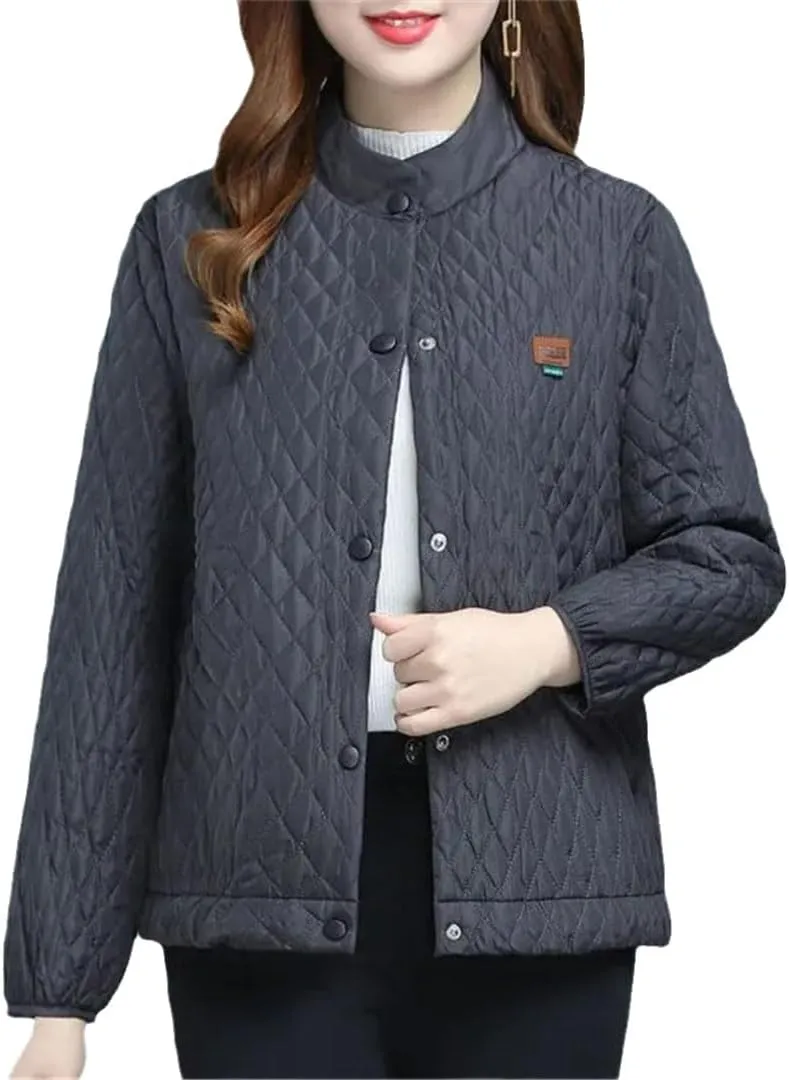 Zadaos Women Relaxed Light Thin Cotton-Padded Clothes Coat Stand Collar Jacket Keep Warm Outerwear