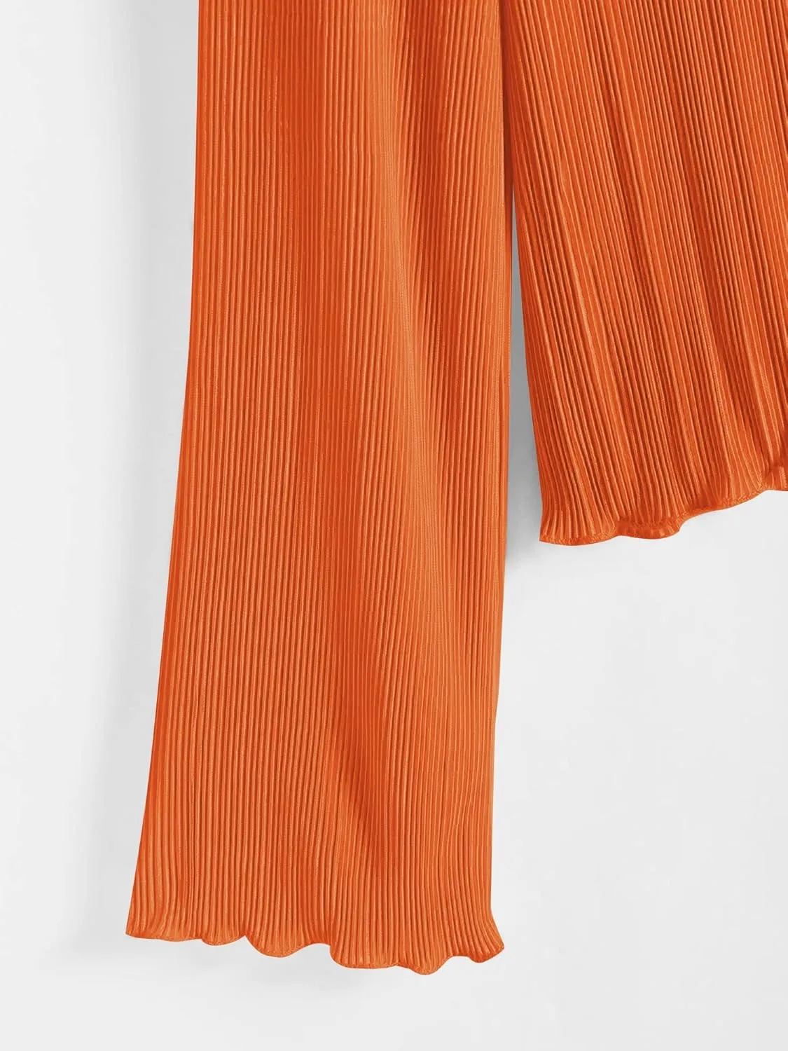 ZAFUL Women's Deep V Neck Tie Front Top Flare Sleeve Plisse Pleated Blouse Shirt Top Y2k Vintage Streetwear