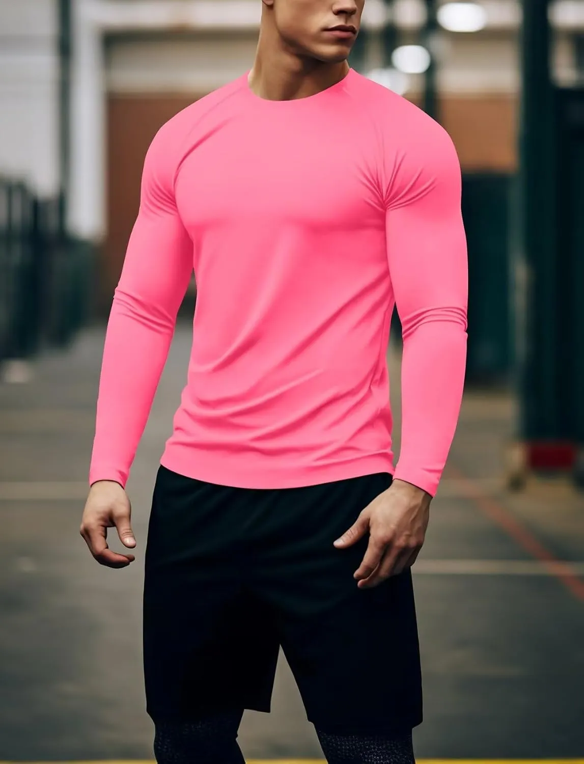 Zengjo Mens Long Sleeve Workout Shirts Moisture Wicking Running Athletic Sport Performance T-Shirt Lightweight SPF Sun Shirt