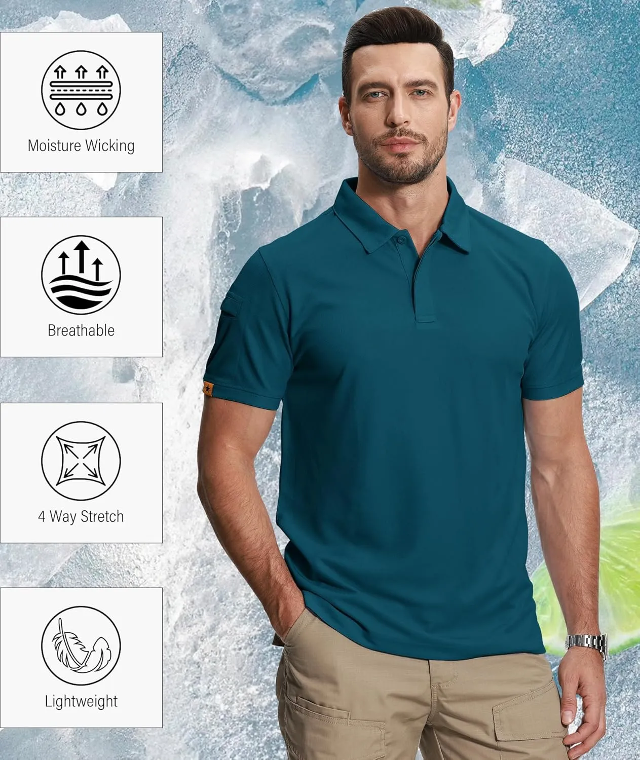 ZITY 5 Pack Mens Polo Shirt Short Sleeve Sports Golf Tennis T-Shirt Moisture-Wicking Summer Shirts